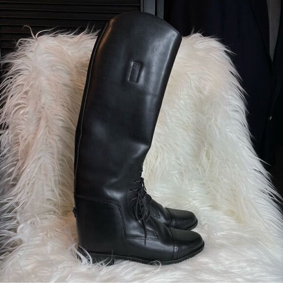 AMAZONAS Cavalier Lace Up Leather Equestrian Tall Riding Boots 5R‎ - Picture 1 of 10